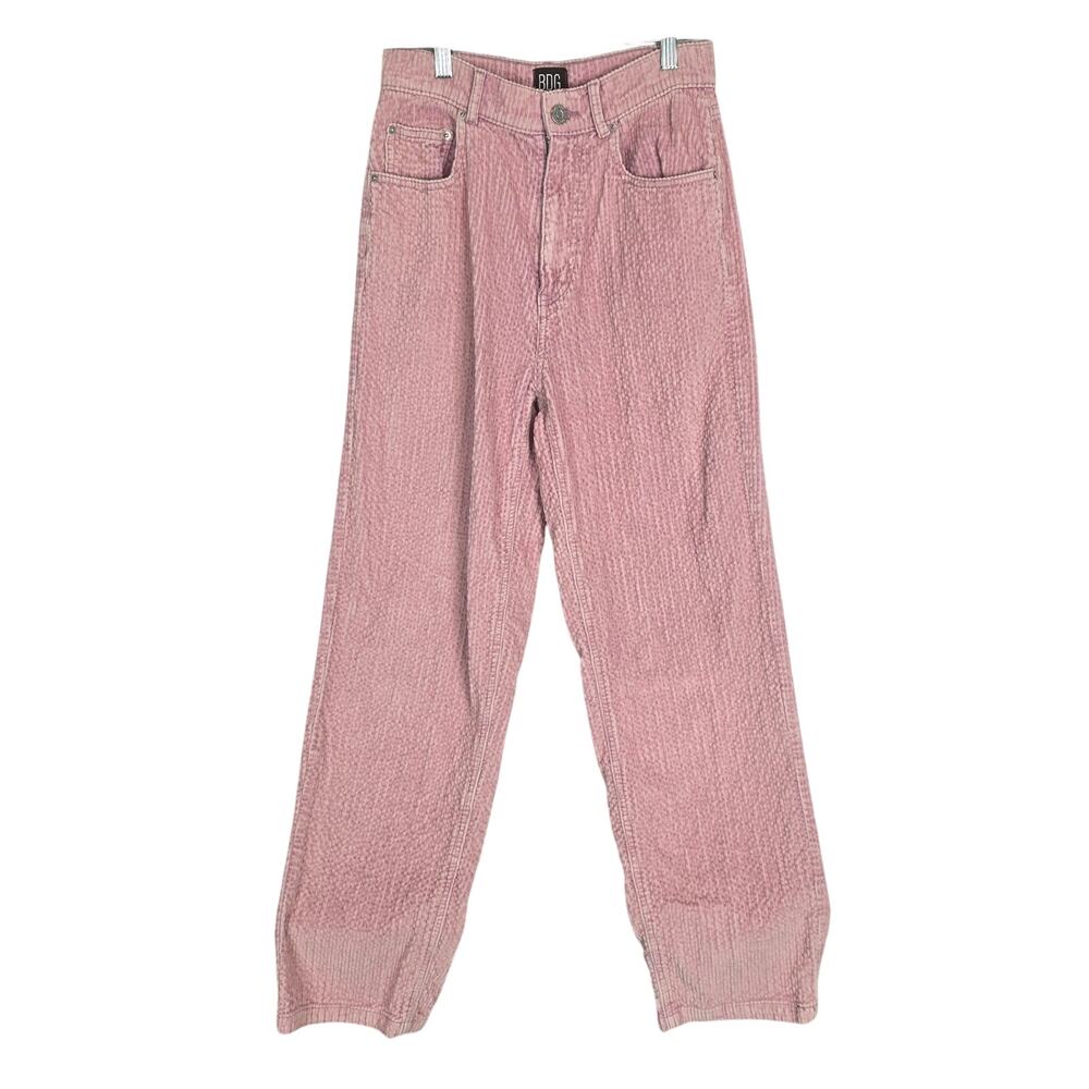 BDG UO Pink Wide Wale Corduroy Pants Size 27(4) High Rise Baggy Preppy Cozy Warm